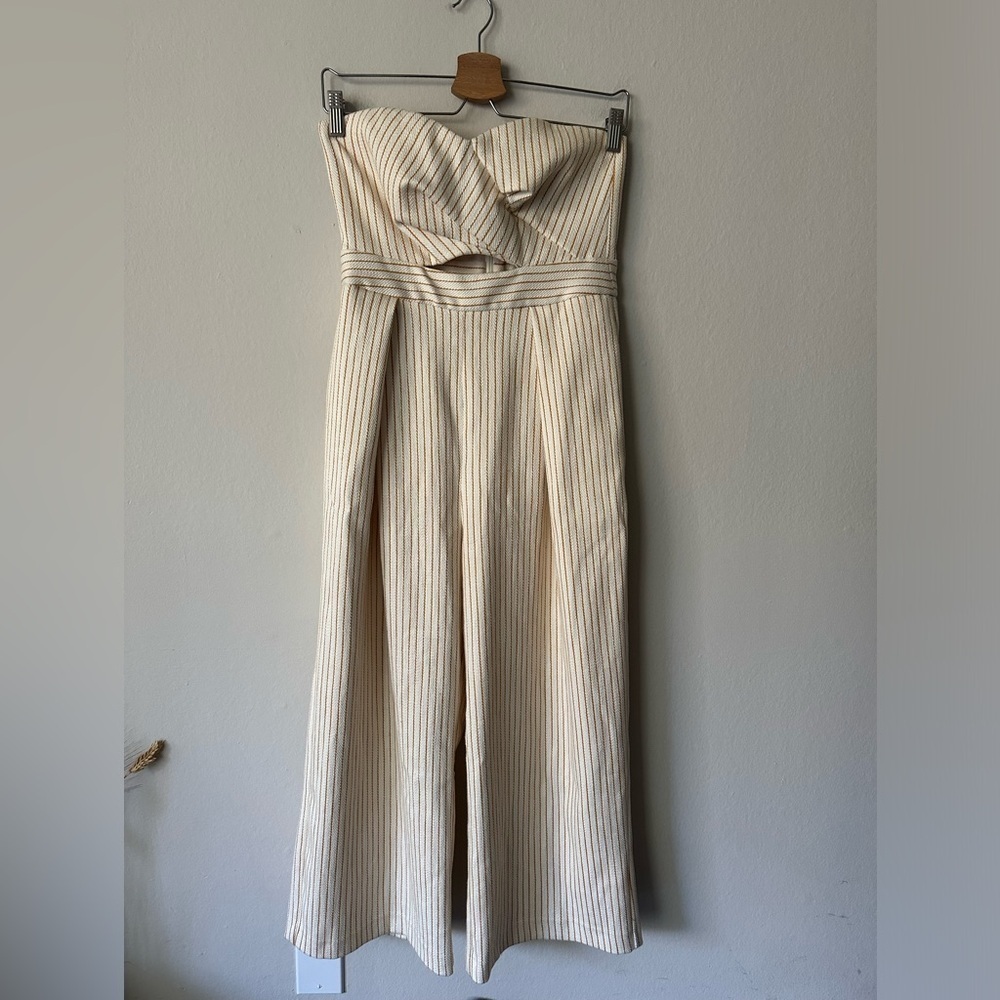 TOPSHOP Twist Bandeau Jumpsuit In Yellow Multi Size 6 - Picture 2 of 12